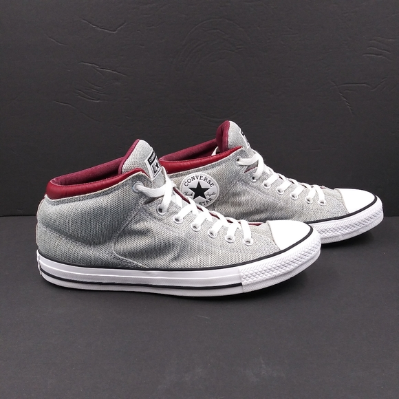 CONVERSE All Star Street Mid Gray Burgundy Sneakers Men's 9.5 Unisex